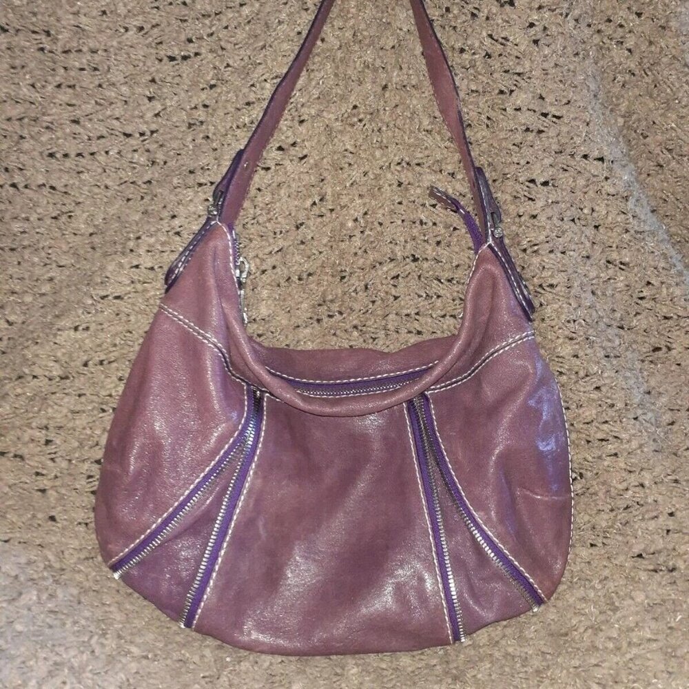 MICHAEL KORS-Plum/Purple Metallic Leather-Hobo-Shoulder-SAMPLE-OOAK-Excellent - Picture 3 of 10